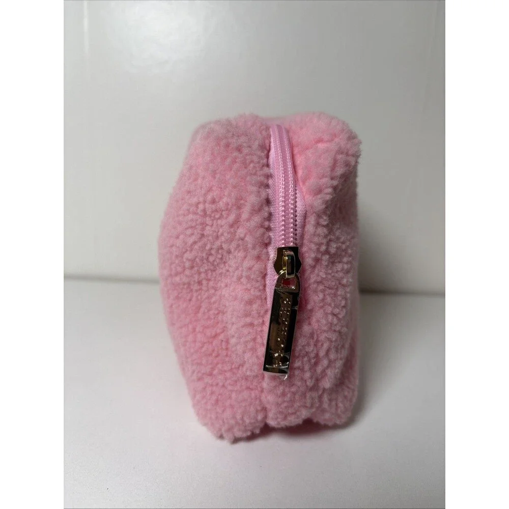 Sephora Fuzzy Sherpa Style Pink Cosmetic Travel Makeup Bag Pouch